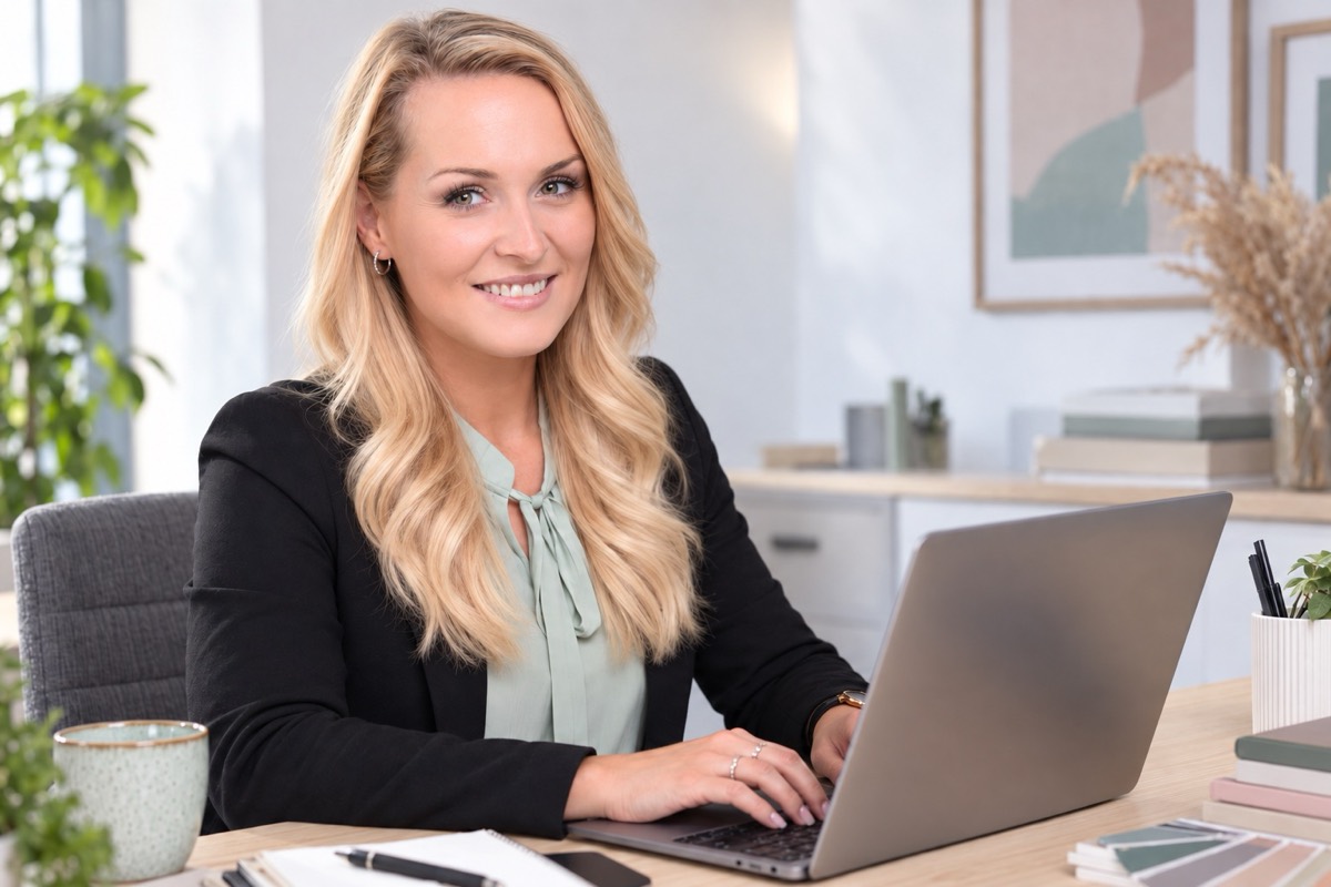 Charleen Rohlff an ihrem Arbeitsplatz