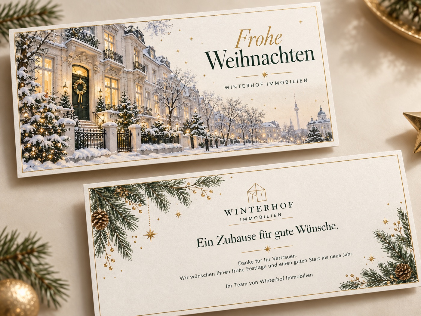 Individuell gestaltete Firmen-Weihnachtskarte von Novel Graphics